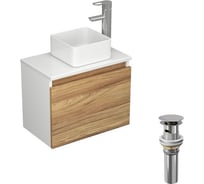 Комплект для ванной, 4 предмета (тумба Bau Dream Blackwood 50, раковина BAU Mini 24x24, смеситель для раковины Diadonna Dream, латунь, выпуск клик клак, хром) Bauedge BD1258