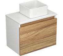 Комплект для ванной Bauedge 4 предмета (тумба Bau Dream Blackwood 50, раковина BAU Mini 24x24, смеситель для раковины высокий Hotel Still, нержавеющая сталь, выпуск клик клак, хром) BD1532