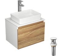 Комплект для ванной, 4 предмета (тумба Bau Dream Blackwood 60, раковина BAU Hotel 48x37, смеситель для раковины Potato Hotel, выпуск клик клак, белый) Bauedge BD1368