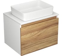 Комплект для ванной Bauedge 4 предмета (тумба Bau Dream Blackwood 60, раковина BAU Hotel 48x37, смеситель для раковины высокий Hotel Still, нержавеющая сталь, выпуск клик клак, белый) BD1545