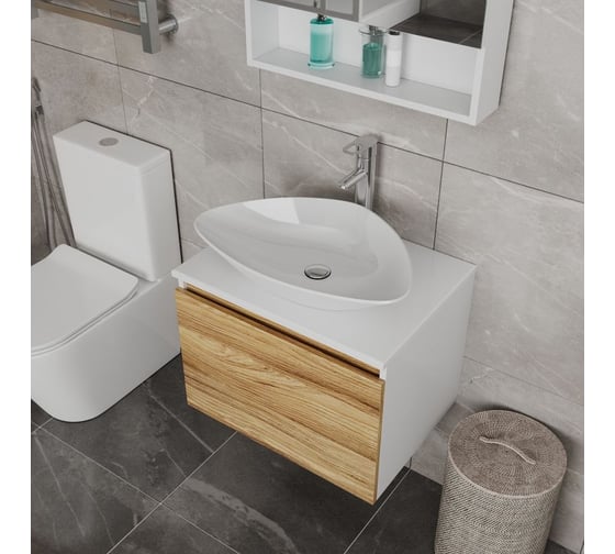 Комплект для ванной, 4 предмета (тумба Bau Dream Blackwood 60, раковина BAU Triangle 59x39, смеситель для раковины Diadonna Dream, латунь, выпуск клик клак, хром) Bauedge BD1376