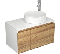 Комплект для ванной Bauedge 4 предмета (тумба Bau Dream Blackwood 80, раковина BAU Dream круглая D41, смеситель для раковины высокий Hotel Still, нержавеющая сталь, выпуск клик клак, хром) BD1586