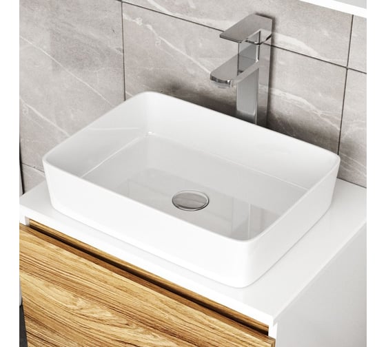 Комплект для ванной Bauedge 4 предмета (тумба Bau Dream Blackwood 80, раковина BAU Hotel 48x37, смеситель для раковины высокий Hotel Still, нержавеющая сталь, выпуск клик клак, хром) BD1568