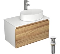 Комплект для ванной, 4 предмета (тумба Bau Dream Blackwood 80, раковина BAU Nimb 50x36, смеситель для раковины Potato Hotel, выпуск клик клак, белый) Bauedge BD0506