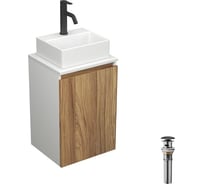 Комплект для ванной, 4 предмета (тумба под раковину Bau Blackwood 40 + раковина BAU 33x28 + смеситель Dream Black, черный, выпуск) Bauedge BD2402