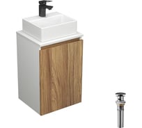 Комплект для ванной, 4 предмета (тумба под раковину Bau Blackwood 40 + раковина BAU 33x28 + смеситель Cerama Black, черный, выпуск) Bauedge BD2399