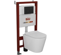 Комплект Bauedge BAU 6 в 1: инсталляция BAU PRO, унитаз подвесной безободковый Bau Nimb 49x36, сиденье дюропласт микролифт, клавиша BAU Soul, черная матовая Q111300-BK0001-Q00015