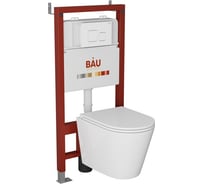 Комплект Bauedge BAU 6 в 1: инсталляция BAU PRO, унитаз подвесной торнадо Bau Nimb Hurricane-2, сиденье дюропласт микролифт, кнопка смыва BAU Soul, белая Q111300-BK0001-HQ2-Q00014