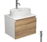 Комплект для ванной Bauedge 4 предмета (тумба подвесная Bau Blackwood 60 + раковина BAU 51x41, с отв. под см-ль, смеситель Dream, нерж. сталь, выпуск) BD2523 1