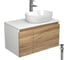 Комплект для ванной Bauedge 4 предмета (Тумба подвесная Bau Blackwood 80 + Раковина BAU 48x34 + Смеситель высокий Hotel Still, нерж. сталь, выпуск черный) BD2550 1