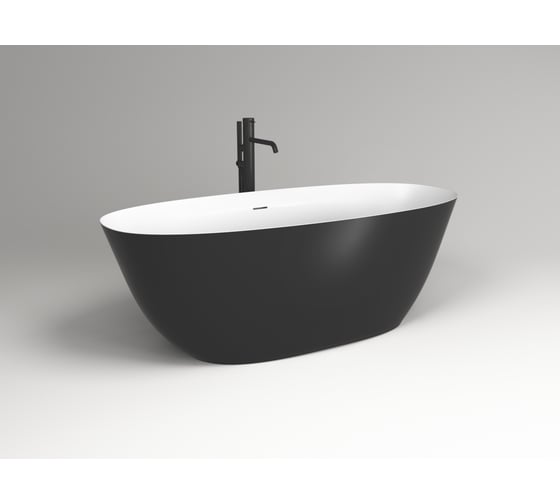 Ванна отдельностоящая с интегрированным переливом Plumberia Selection VELOMA биколор матовый белый-черный 170BN