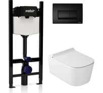 Комплект 4в1 инсталляции с унитазом и клавишей Valsir клавиша черный матовый/унитаз белый глянец KIT VSBM 5486 Slim P1