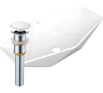 Раковина накладная на столешницу Bauedge BAU Crystal 64x40, белая + выпуск клик-клак, белый BH1211