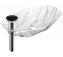 Раковина накладная на столешницу Bauedge BAU Crystal 64x40, мрамор, выпуск клик клак, черный YBD2453