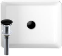 Раковина накладная на столешницу Bauedge BAU Hotel прямоугольная 48x37, белая, выпуск клик клак, черный BH1038