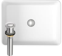 Раковина накладная на столешницу Bauedge BAU Hotel прямоугольная 48x37, белая, выпуск клик клак, хром BH1010