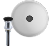 Раковина накладная на столешницу Bauedge BAU Dream круглая D41, белая, выпуск клик клак, черный BH1057