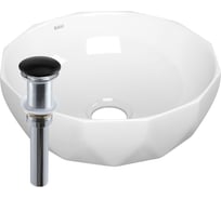 Раковина накладная на столешницу Bauedge BAU Diamond D40, белая + выпуск клик-клак, черный BH1202
