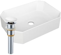 Раковина накладная на столешницу Bauedge BAU Hotel прямоугольная 51x37, белая, выпуск клик клак, белый YBD2428