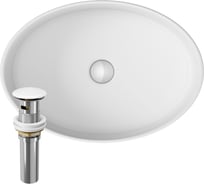 Раковина накладная на столешницу Bauedge BAU Nimb овальная 50x36, белая, выпуск клик клак, белый BN0004