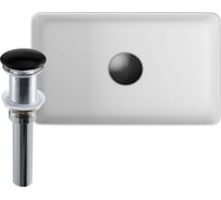 Раковина прямоугольная накладная Bauedge BAU Hotel mini 37x23, белая + выпуск клик-клак, черный BH1082