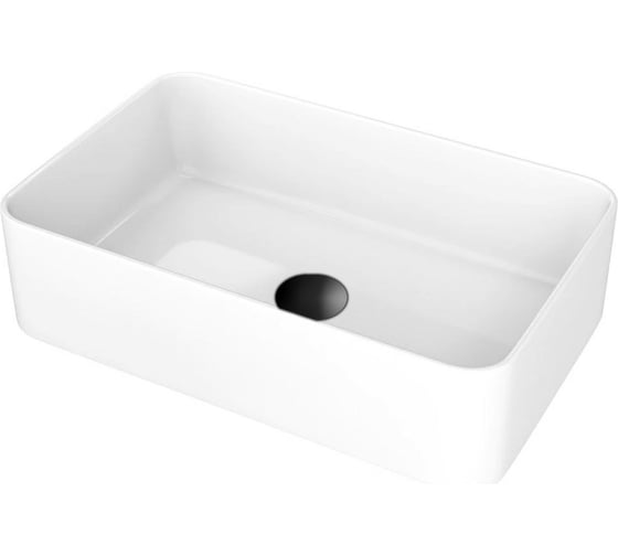 Раковина прямоугольная накладная Bauedge BAU Hotel mini 37x23, белая + выпуск клик-клак, черный BH1082