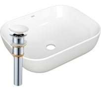 Раковина прямоугольная накладная Bauedge BAU Stil Pro 50x40, белая + выпуск клик-клак, белый BD2421