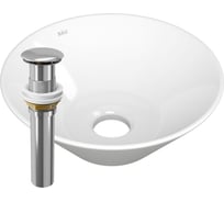 Раковина чаша накладная круглая Bauedge BAU Dream D43, белая + выпуск клик-клак, хром BH1153