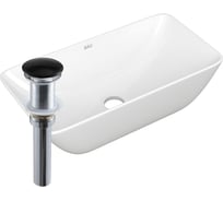 Раковина чаша накладная прямоугольная Bauedge BAU Spectrum mini 47x24, белая + выпуск клик-клак, черный BH1092