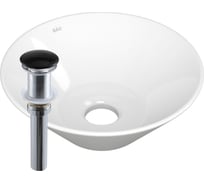 Раковина чаша накладная круглая Bauedge BAU Dream D43, белая + выпуск клик-клак, черный BH1152