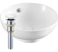 Раковина чаша накладная круглая Bauedge BAU Dream D41, белая + выпуск клик-клак, белый BH1111