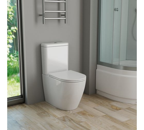 Унитаз компакт напольный безободковый Bauedge Bau Dream PRO, сиденье микролифт NL0005-PRO