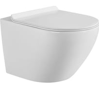 Унитаз подвесной безободковый Bauedge Bau Nimb, быстросъемное тонкое сиденье дюропласт микролифт BK0001