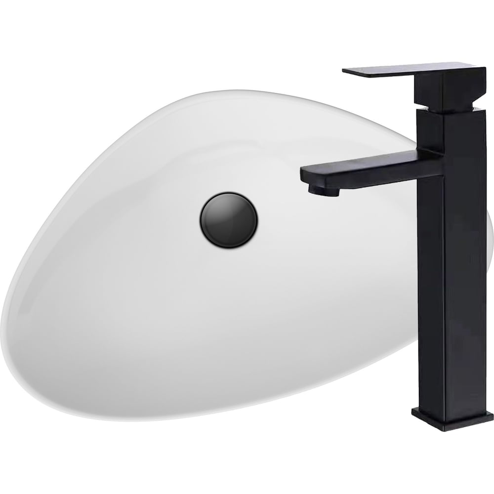 Раковина накладная со смесителем Bauedge BAU Triangle (59x39, белая ...