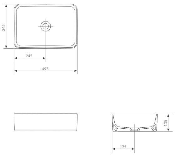 Раковина на столешницу Cersanit CREA 50 RECTANGULAR 64755