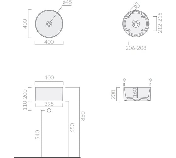 Раковина Galassia CORE серая матовая 7306GM