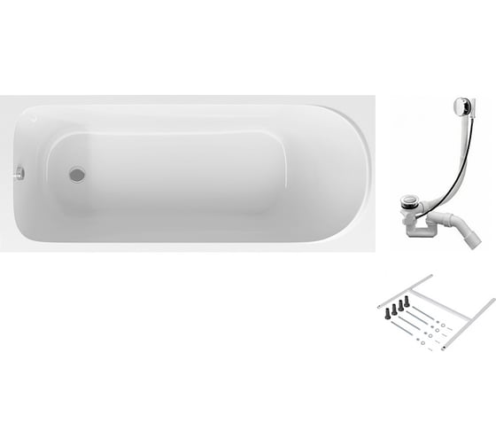 Акриловая ванна AM.PM Sense 150х70 см, с каркасом, со сливом-переливом W75A-150-070W-KL