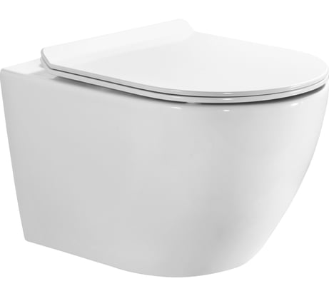 Унитаз со смывом торнадо подвесной безободковый белый BOND с сиденьем с микролифтом Овал F12-10