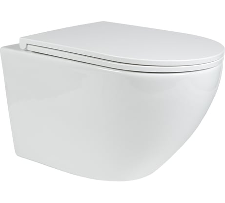 Унитаз со смывом торнадо подвесной безободковый белый BOND с сиденьем с микролифтом Овал F12-10
