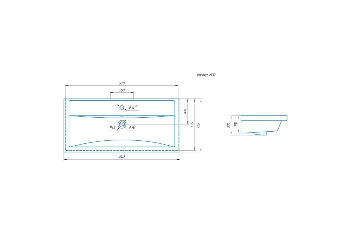 Мебельный умывальник Kirovit \"Фостер\"-1000 Киров 4640021065204 ...