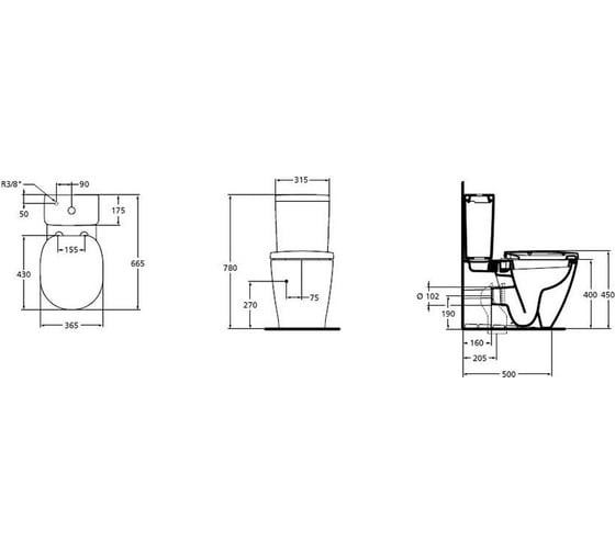 Чаша для унитаза-компакта Ideal Standard Connect Cube E803701