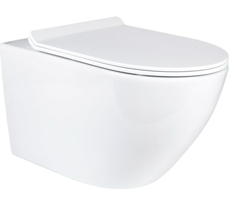 Подвесной унитаз BOND Oval удлиненный, безободковый, белый, с сиденьем с микролифтом F01-10Long
