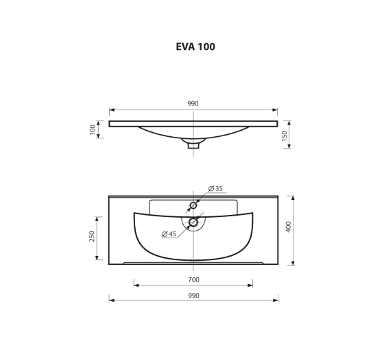 Мебельный умывальник Misty "EVVA -100" D М Р-Евв14100-Д