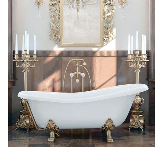 Ванна Veragio Gialetta 170x81x74 см, на лапах Leone standart, слив-перелив, золото 26932