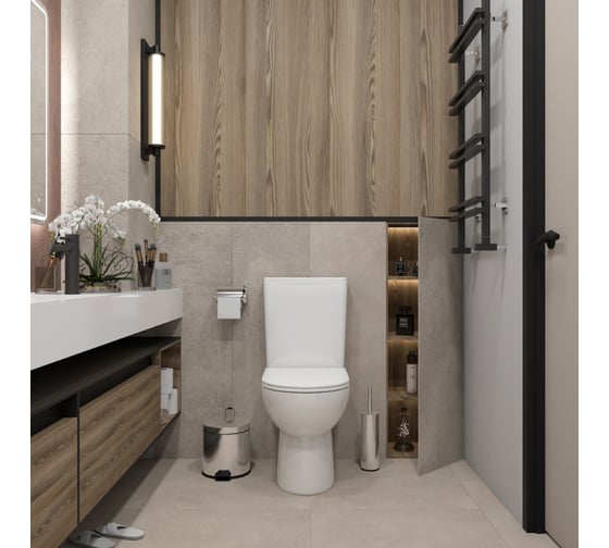 Унитаз напольный Teymi Aina безободковый, сиденье микролифт T40205 ЦБ-00269470