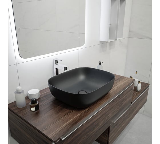 Раковина накладная Teymi Solli 50 artceramic, Черная Матовая T50392 ЦБ-00269463