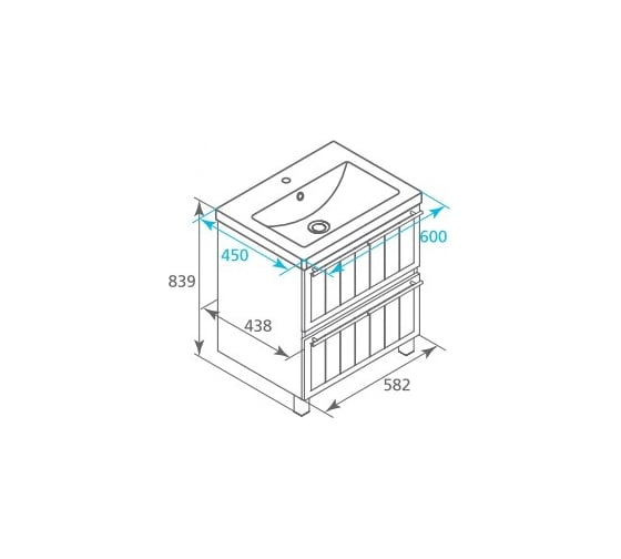 Тумба с умывальником для ванной комнаты Milardo Magellan 60 см MAG60W0M95K