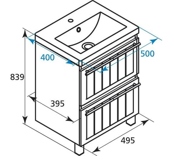 Тумба с умывальником для ванной комнаты Milardo Magellan белая, 50 см MAG50W0M95K