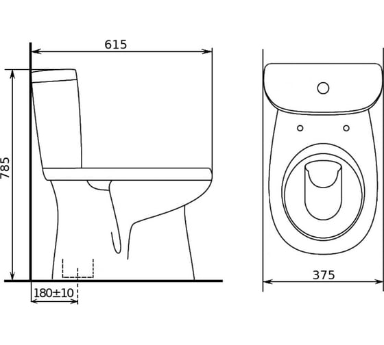 Унитаз-компакт Оскольская керамика Суперкомпакт в пол, 1 режим, сиденье ...