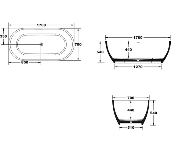 Ванна из искусственного камня NS Bath NSB-17708G глянцевая 12154